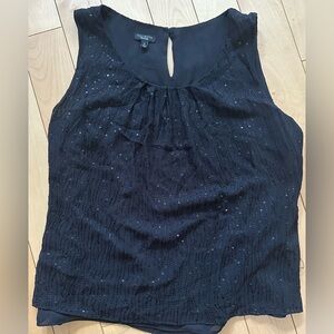 Talbots Black Sleeveless Pleated tank Blouse 12